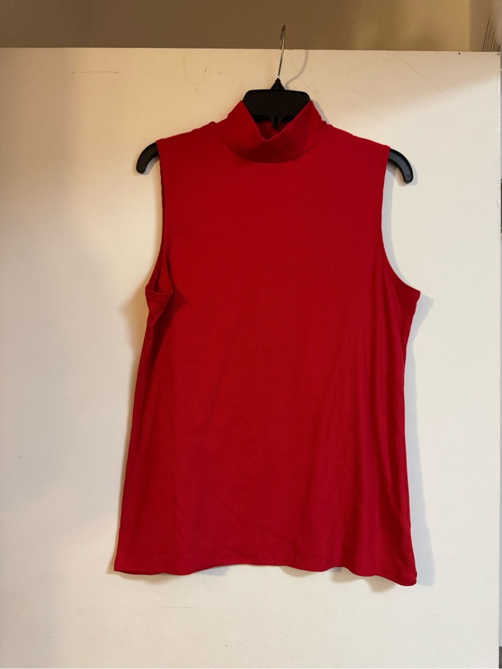 Sleeveless Red Mock Neck Top